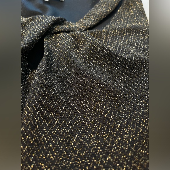 NWT Kasper Metallic Shimmer Black & Gold Petite Twist Neck Knit Top Size Med PM - Picture 9 of 15